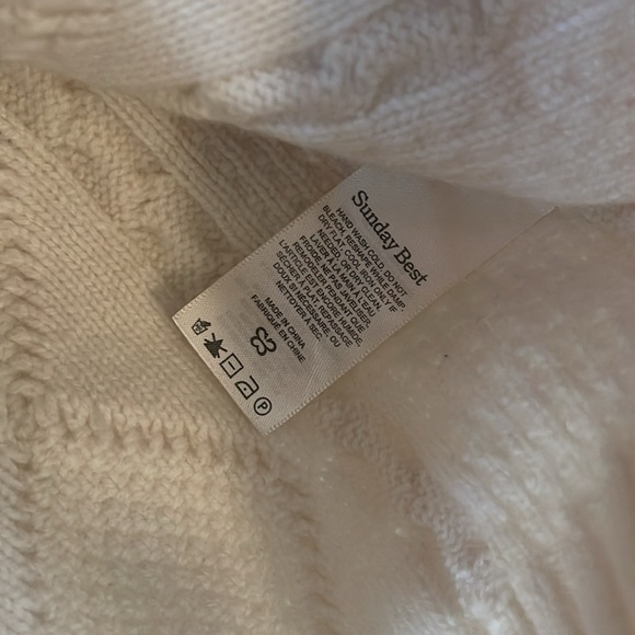 Sunday Best Peggy Aritzia XS Cream Fisherman Sweater Cable Knit - Picture 5 of 8